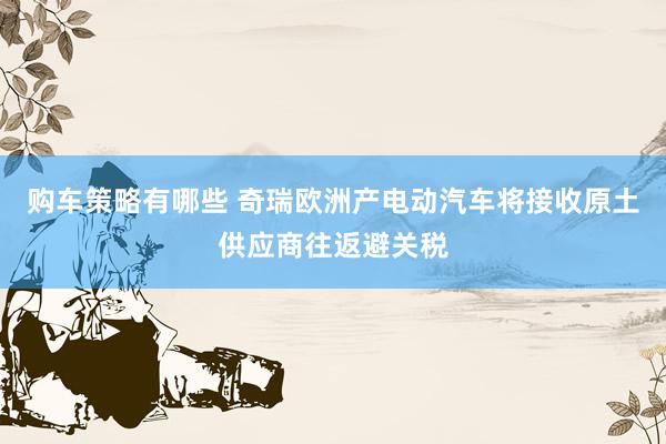 购车策略有哪些 奇瑞欧洲产电动汽车将接收原土供应商往返避关税